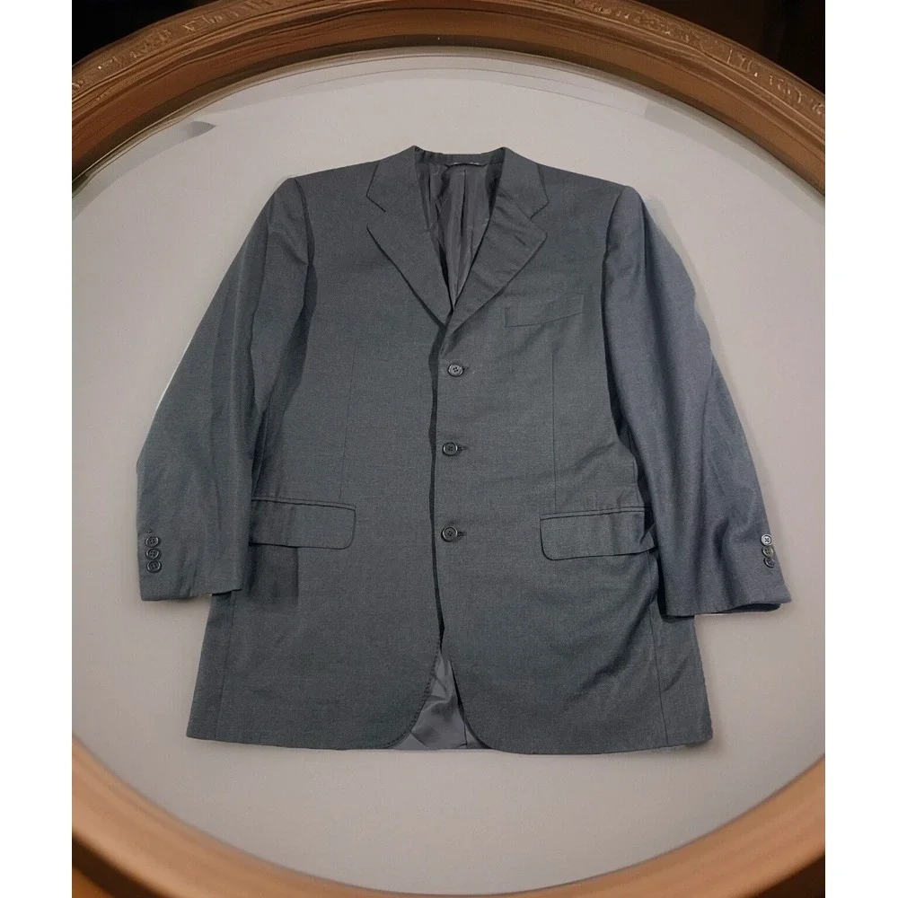 Canali Loro Piana Tasmanian Super 120s Wool Blazer Mens US 42R Dark Gray Italy‎